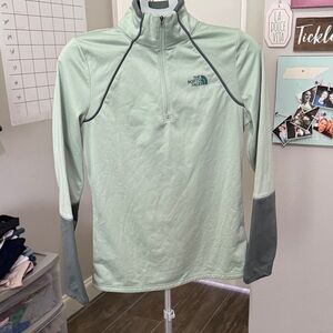 The North Face Mint and Gray Quarter-Zip Pullover